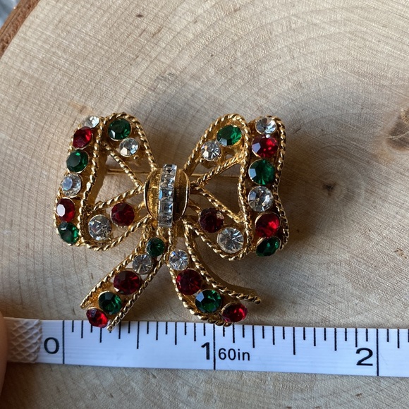Vintage- Eisenberg Ice 1960s Holiday Themed, Sparkling Crystal Bow Brooch - Picture 10 of 12